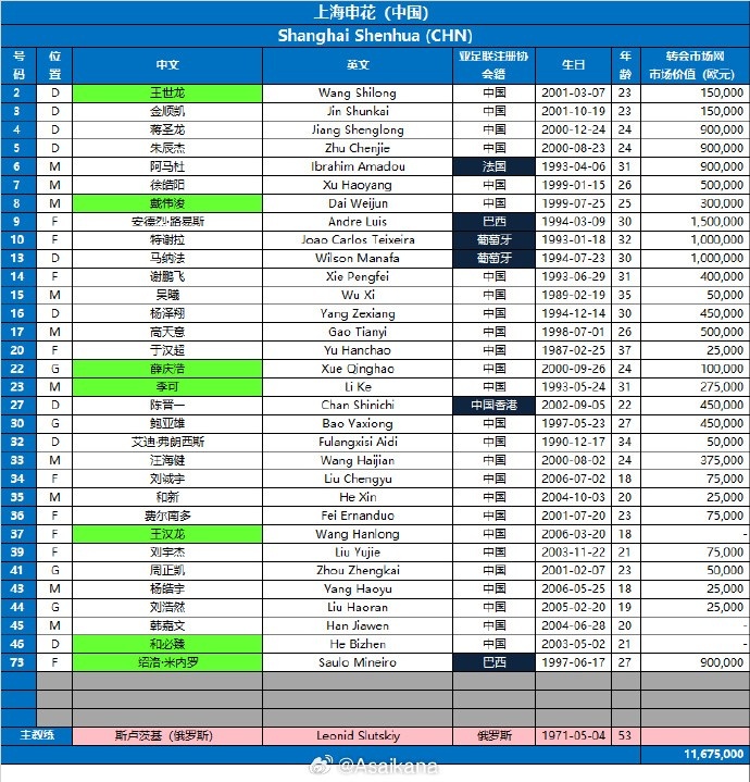 申花亞冠報名名單：增報米內羅集五名外援，戴偉浚受傷仍入選